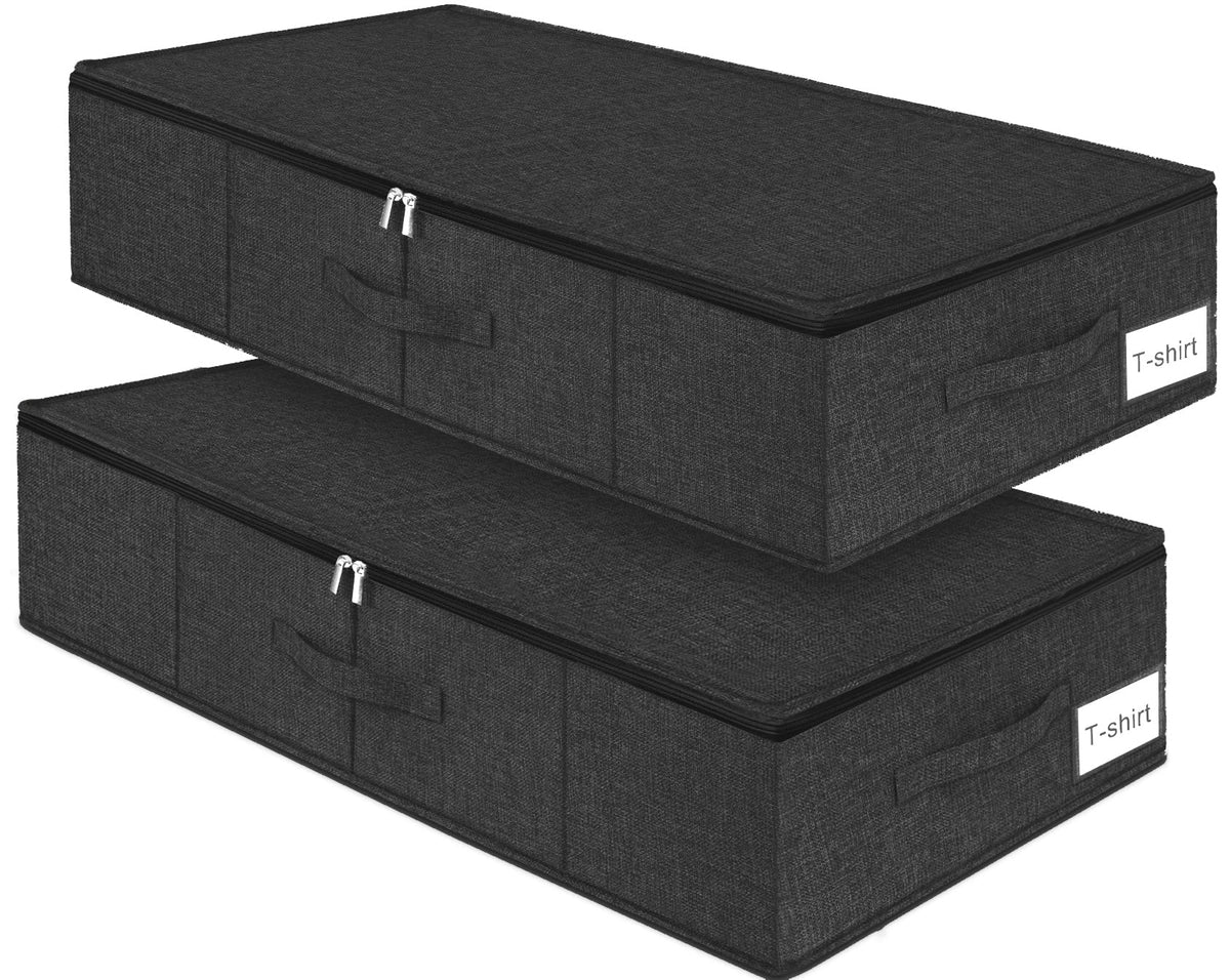 punemi 6.7 in Tall Sturdy Under Bed Storage Containers with Lid, 2Pack,Gray