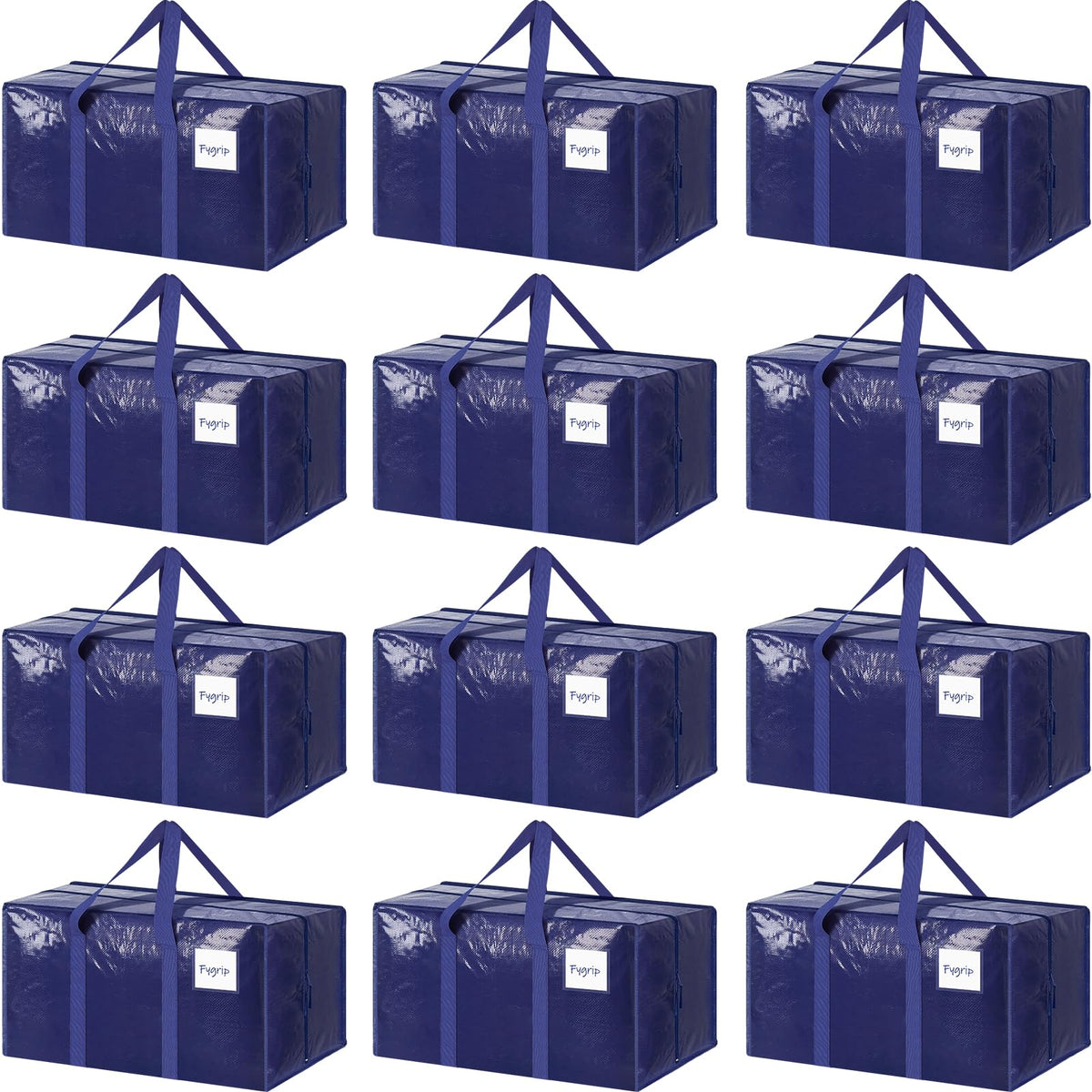 6 Pack Extra Heavy Duty Large Moving Bags with Strong Zipper, Black