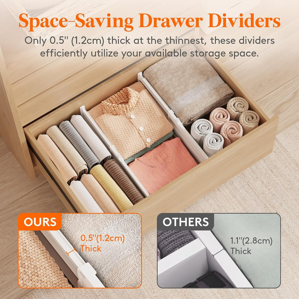 Lifewit 8" Tall Drawer Dividers, Adjustable Deep Drawer Organizer Clothes