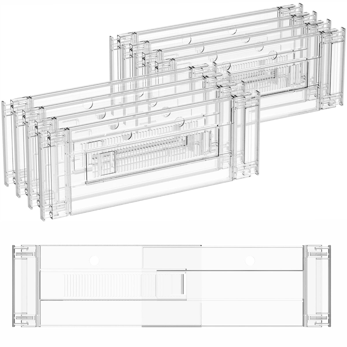 Yieach 12 Pack Clear Acrylic Drawer Divider 6 Inch High,Expandable from 14-20'',Adjustable Dresser Drawer Dividers for Baby Clothing,Underwear and Sock,Separators,Deep Drawer Separators for Kitchen
