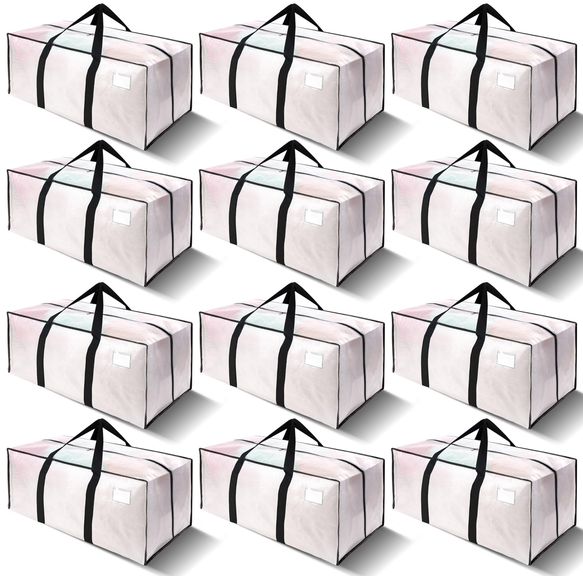 VELVETSURE Heavy Duty Extra Large Moving Bags W/Backpack Straps - Strong Handles & Zippers, Storage Totes For Space Saving, Fold Flat, Alternative to Box and Bin (Set of 6, Multicolor)