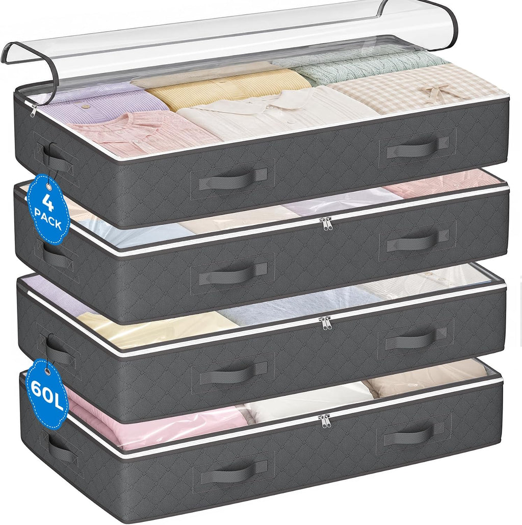 Budding Joy Under Bed Storage Containers, Storage Bins with Clear Lids