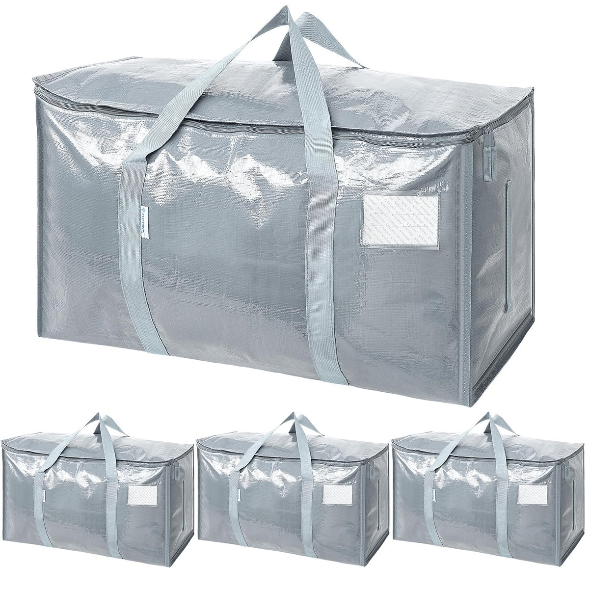 TICONN 6 Pack Extra Large Moving Bags Heavy Duty with Zippers & Carrying Handles, Durable Storage Bags Moving Boxes for Closet Organizers and Storage (6 Pack, Blue)