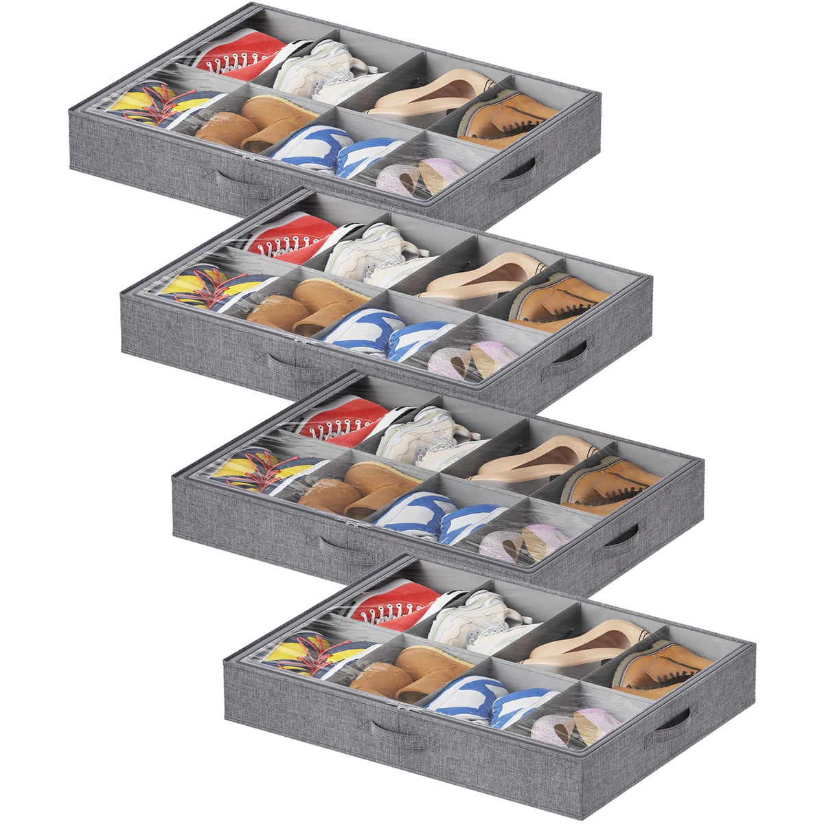 Lifewit 4.3 Inches Under Bed Shoe Storage Organizer Fits 8 Pair Sneakers,