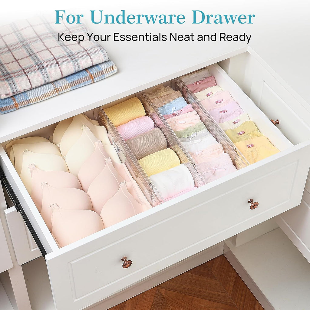 Vtopmart 4" Regular Upgrade Drawer Dividers for Clothes, 12.8"-22.3" 8 Pack