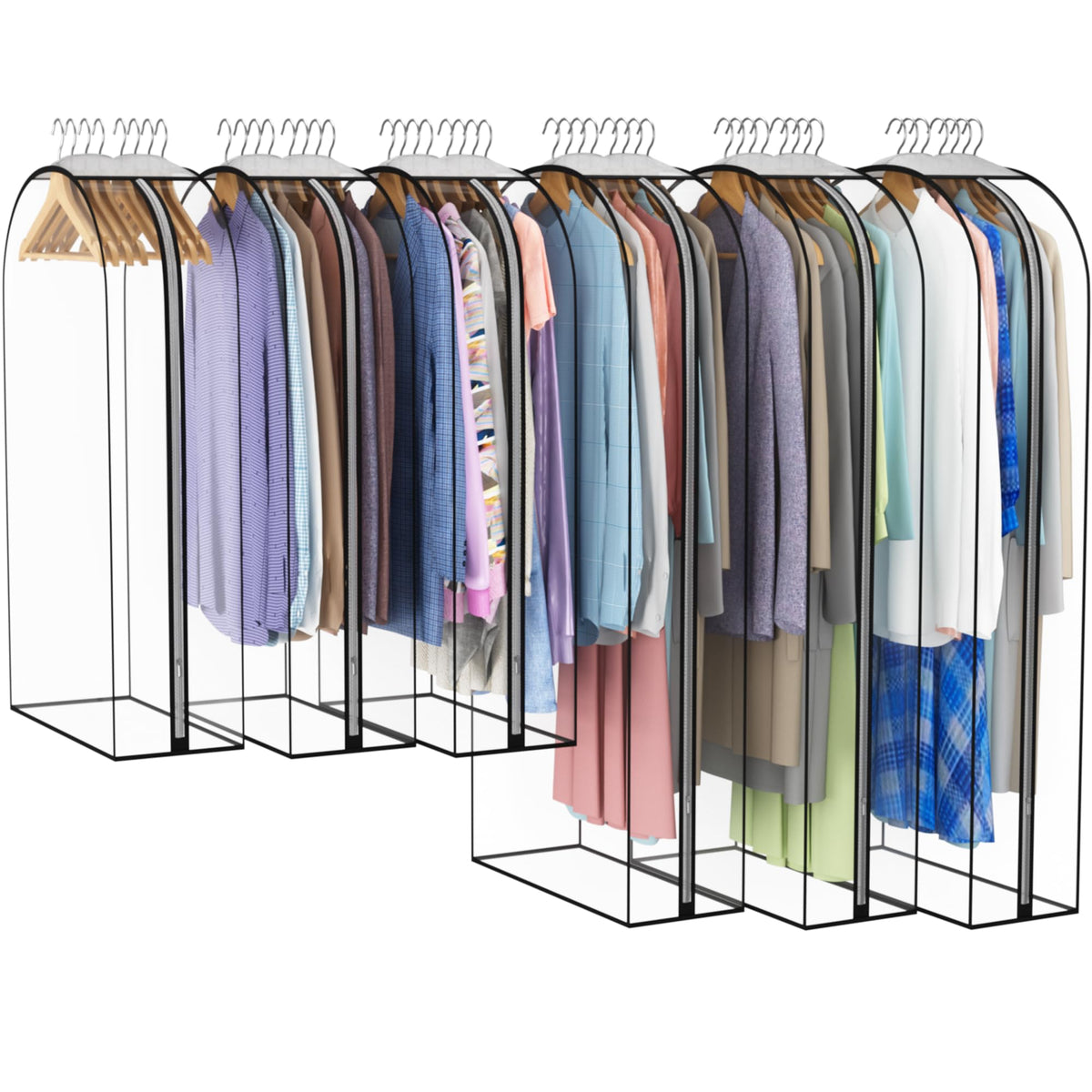 Liuoud Clear Garment Bags for Hanging Clothes 10” Gusseted, 4 Pack, 40”&50”
