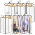 LANDNEOO 6 Pack Clear Garment Bags for Hanging Clothes with Zippers on Double Sides - 10'' Clothes Storage for Coat, Dress, and Fur in Closet - 40'' Long Suit Bags