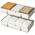 Vailando Side-Supported Under Bed Storage Containers, 6 Inches Tall 60L Underbed Storage Bins with Sturdy Handles and Sidewalls, Closet Organizer for Clothes, Blankets, Seasonal Items, Beige, 2-Pack