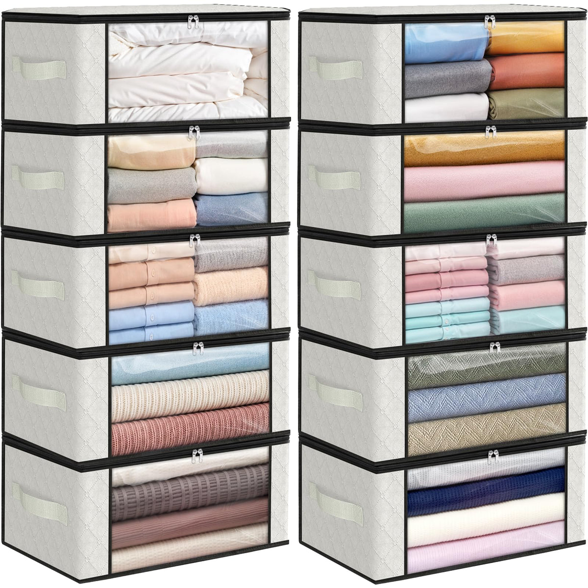 Fab totes 6 Pack Storage Bags for Clothes Blanket Storage Bins with Lids