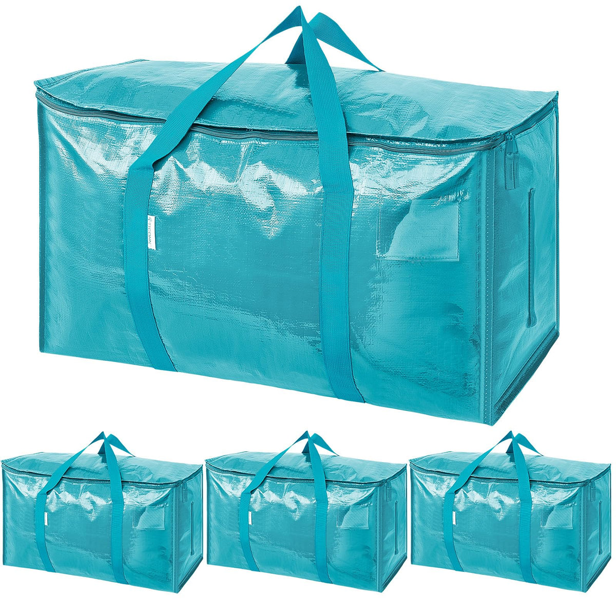 TICONN 6 Pack Extra Large Moving Bags Heavy Duty with Zippers & Carrying Handles, Durable Storage Bags Moving Boxes for Closet Organizers and Storage (6 Pack, Blue)