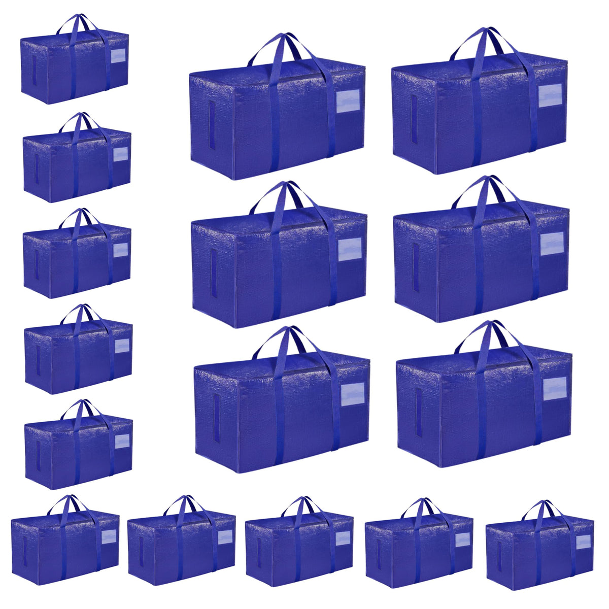 Moving Bags Extra Large 8 Pack - Heavy Duty Storage Totes with Wrap-Around Handles & Reinforced Zippers - Foldable Moving Box Alternative, Water-Resistant for Dorm, Closet & Under Bed Storage (Clear)