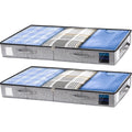combocube 2 Pack Under Bed Storage Containers, 4.5" Low Profile Underbed Storage Bins with Sturdy Support, Stackable Space Saving Organizer with 4 Handles & Label Windows for Shoes Clothes Blankets