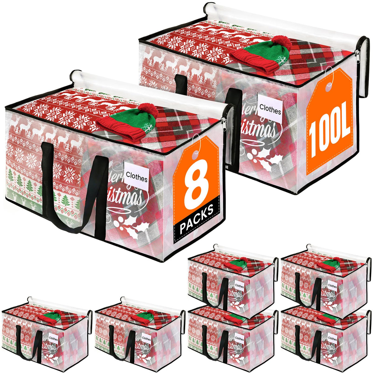 RoomHacks Moving Bags, Heavy Duty Large Storage Bags, 88L, 6 Pack, Clear