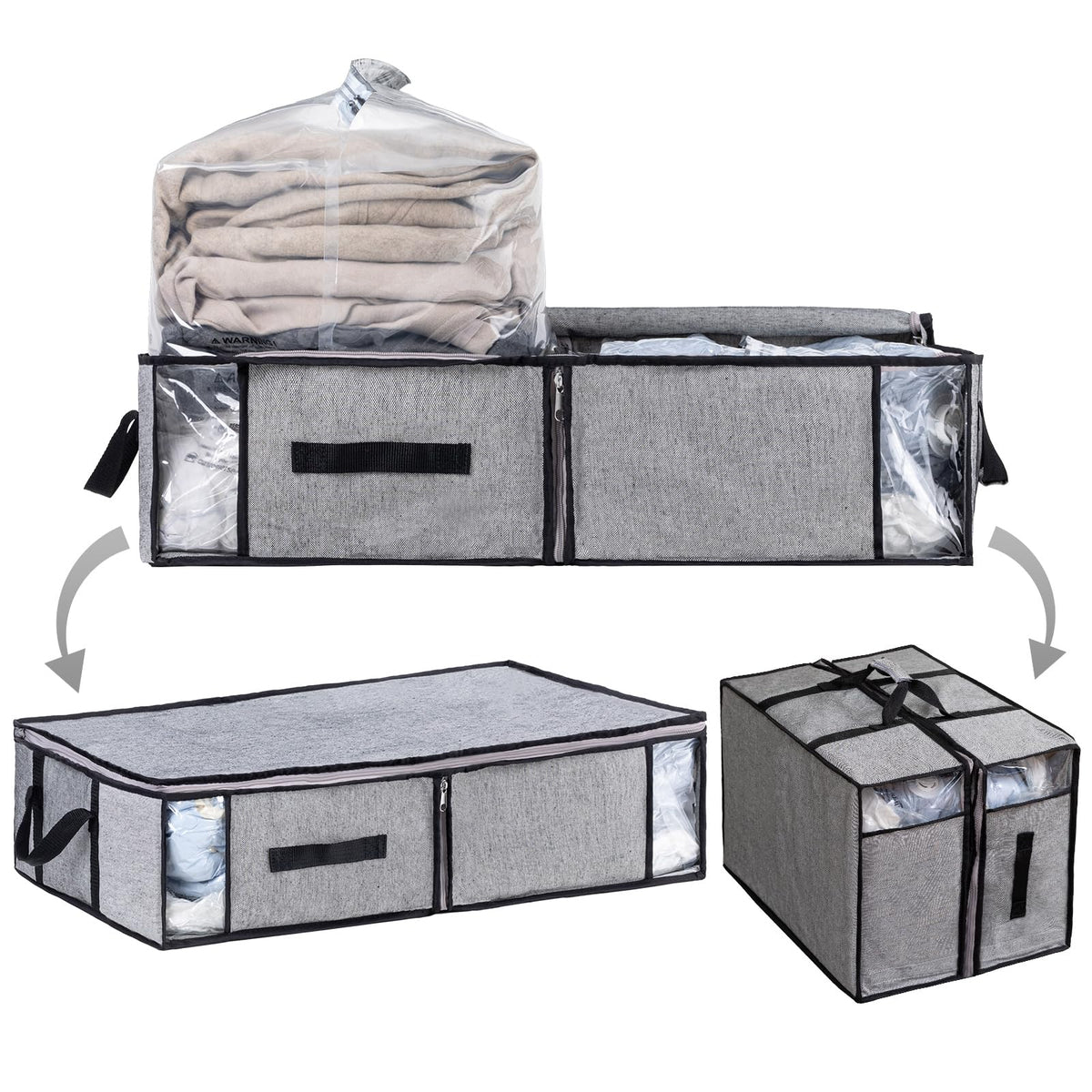 TAILI Under Bed Vacuum Storage Bags for Comforters and Blankets, Save 80% Space, Large Capacity Foldable Under Bed Storage Box for Quilts Pillow Blankets Linen, 41" x 17.7" x 6", Jumbo Vacuum Seal