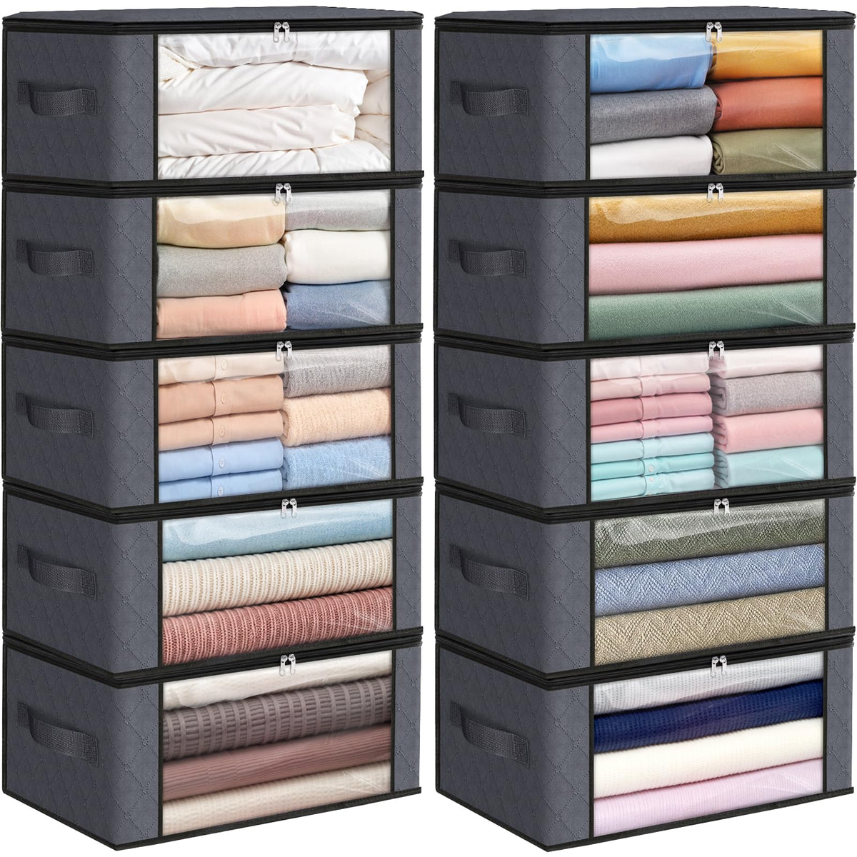 Fab totes 6 Pack Storage Bags for Clothes Blanket Storage Bins with Lids
