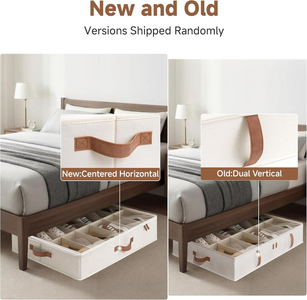 StorageWorks 2-Pack 24-Pair Under Bed Shoe Storage Organizer, Beige