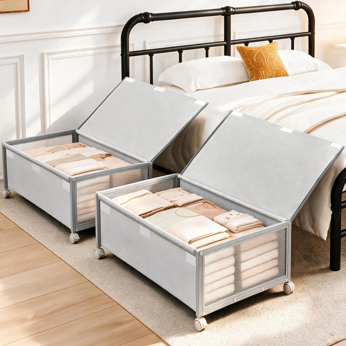 Fokyfok 2Pack Under Bed Storage Containers, 10 inch Height,31 inch Long