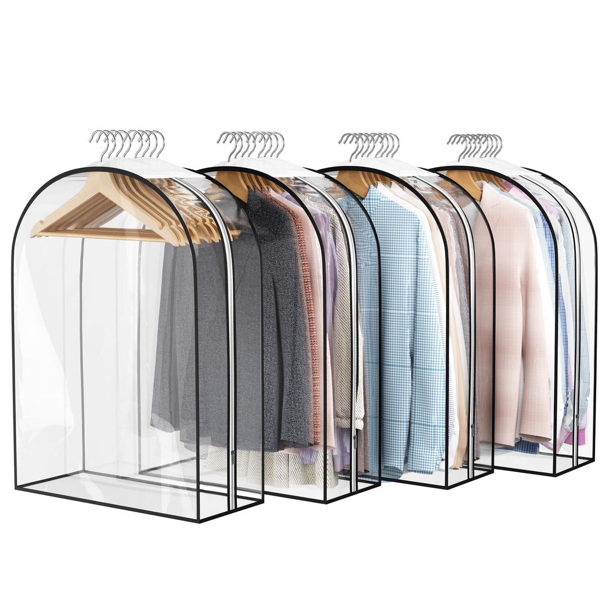 Liuoud Clear Garment Bags for Hanging Clothes 10” Gusseted, 6 Pack, 40”