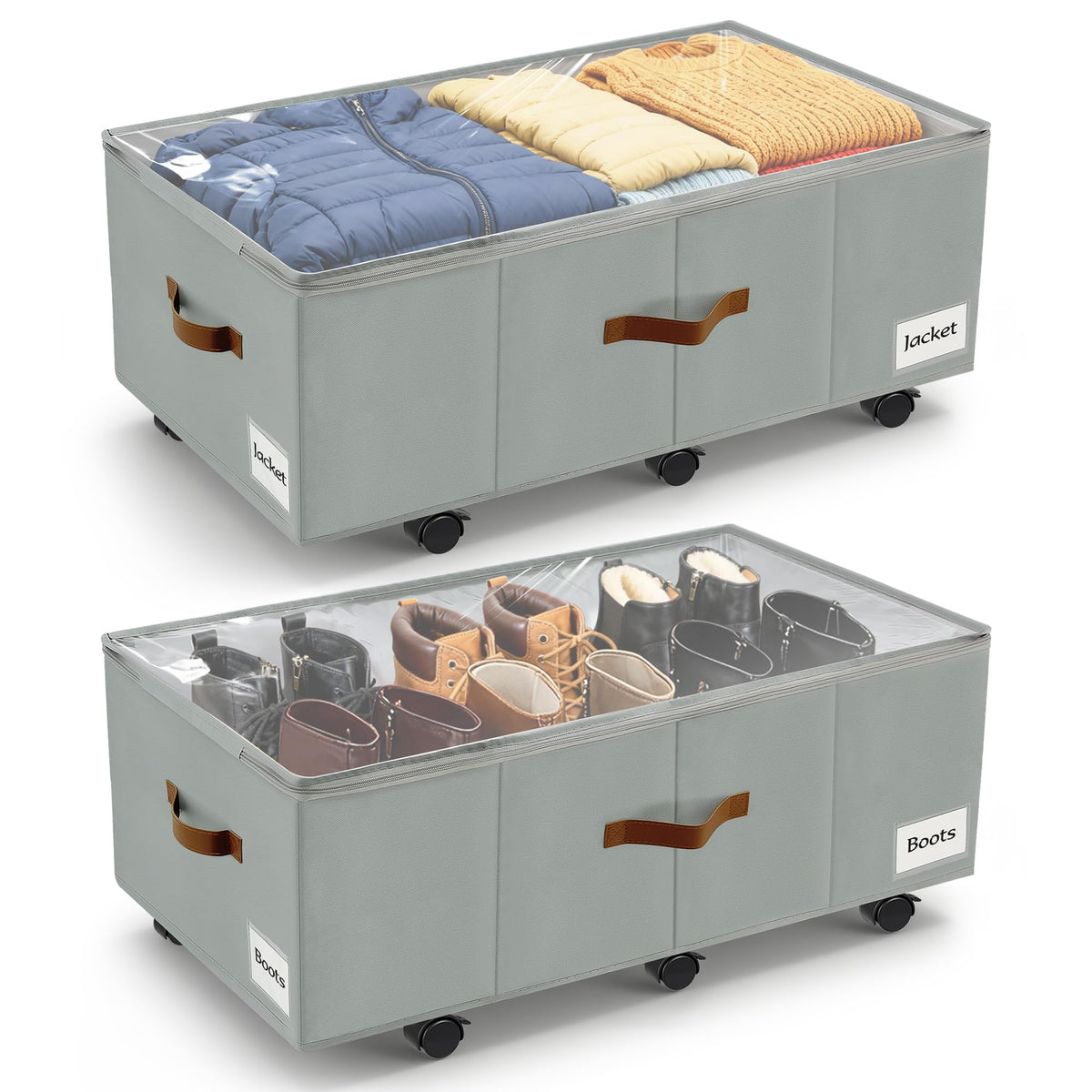 Under Bed Storage with Wheels, Dorm Room Organizer for Clothes Shoes Toys