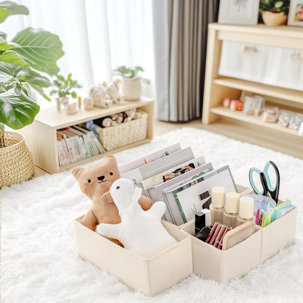 Criusia Drawer Organizer Clothes, 14 Pack Dresser Organizer for Baby Clothes, Underwear, Sock- Foldable Closet Organization and Storage Dividers Bins for Nursery, Bedroom and Dorm (Beige)