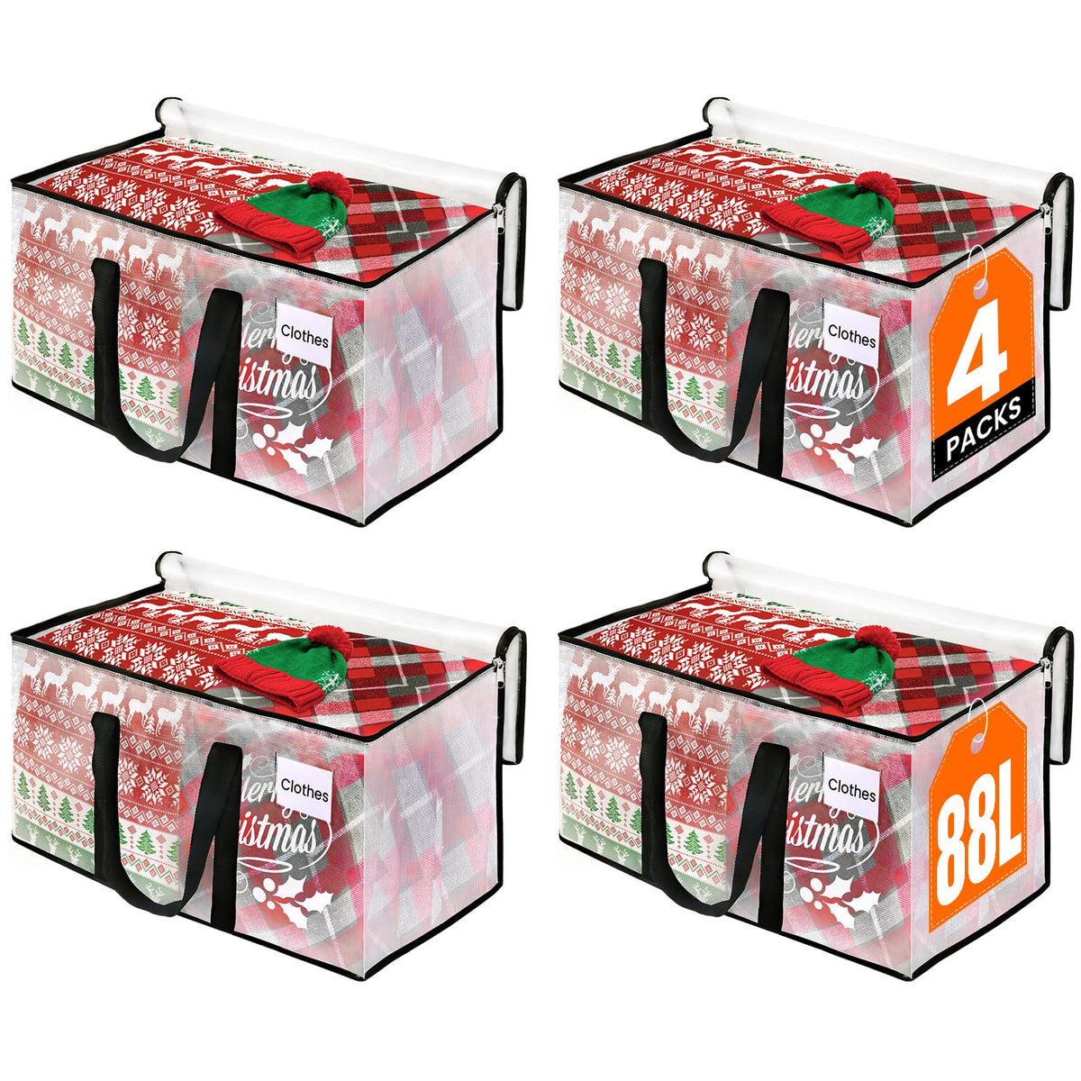 RoomHacks Moving Bags, Heavy Duty Large Storage Bags, 88L, 6 Pack, Clear