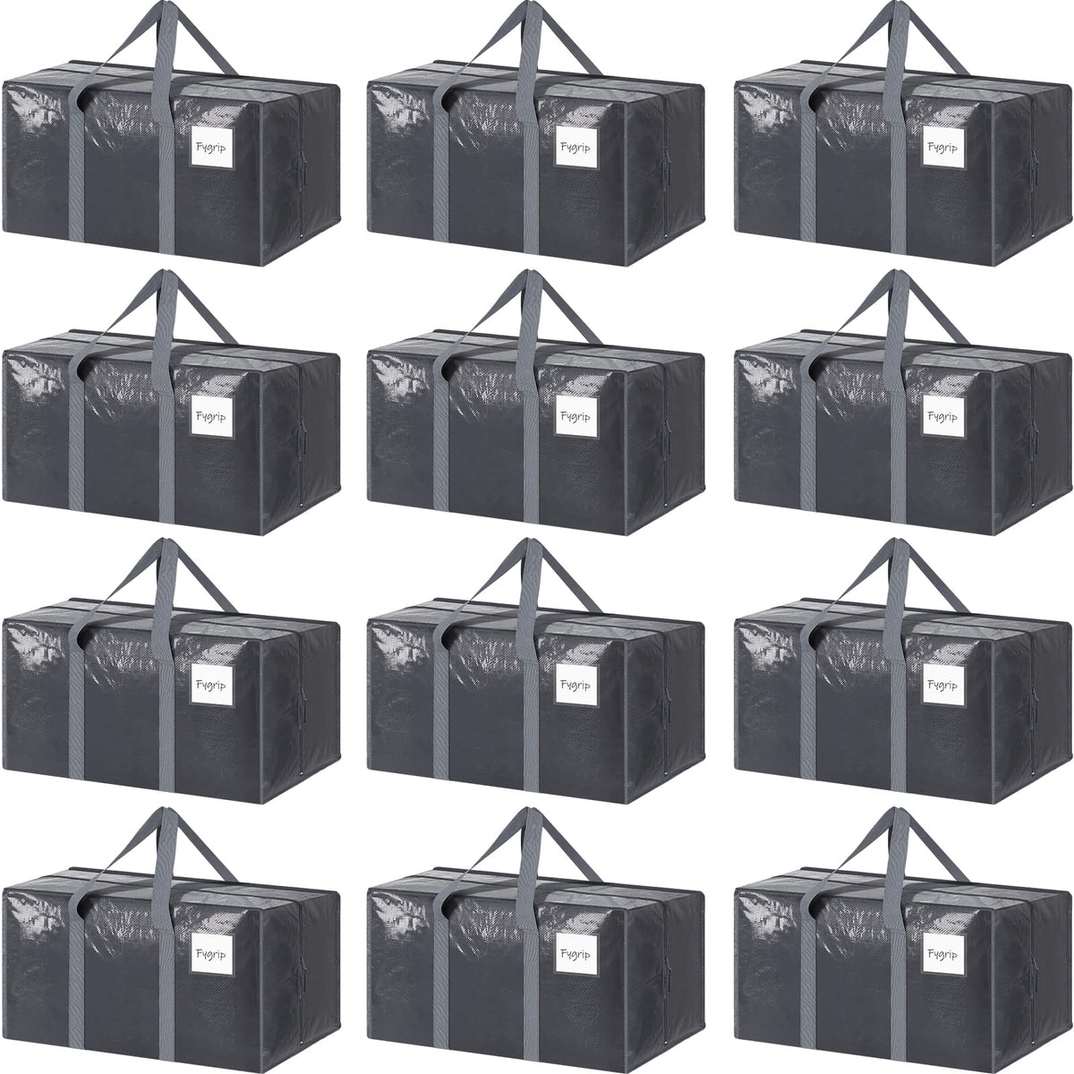 6 Pack Extra Heavy Duty Large Moving Bags with Strong Zipper, Black