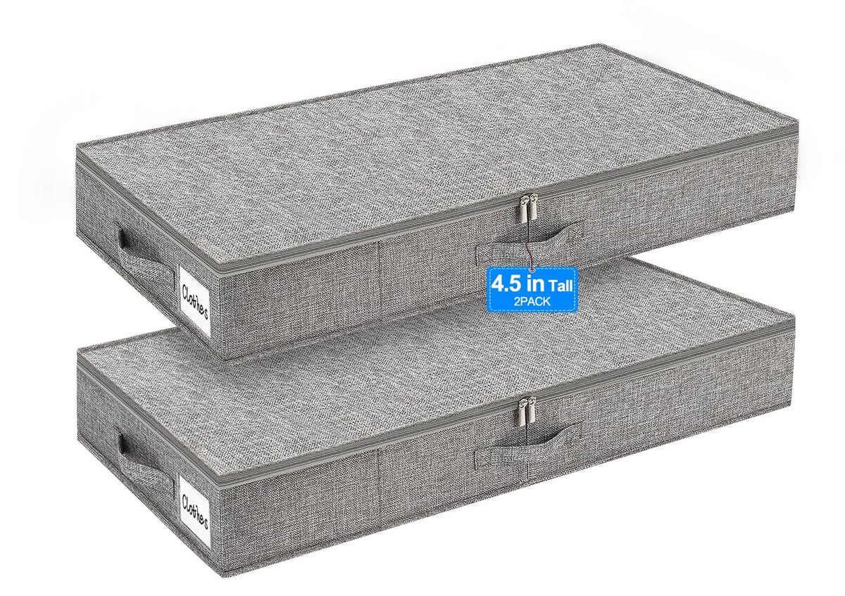 punemi 6 in Tall Under Bed Storage Containers with Lids, 2 Pack, Grey