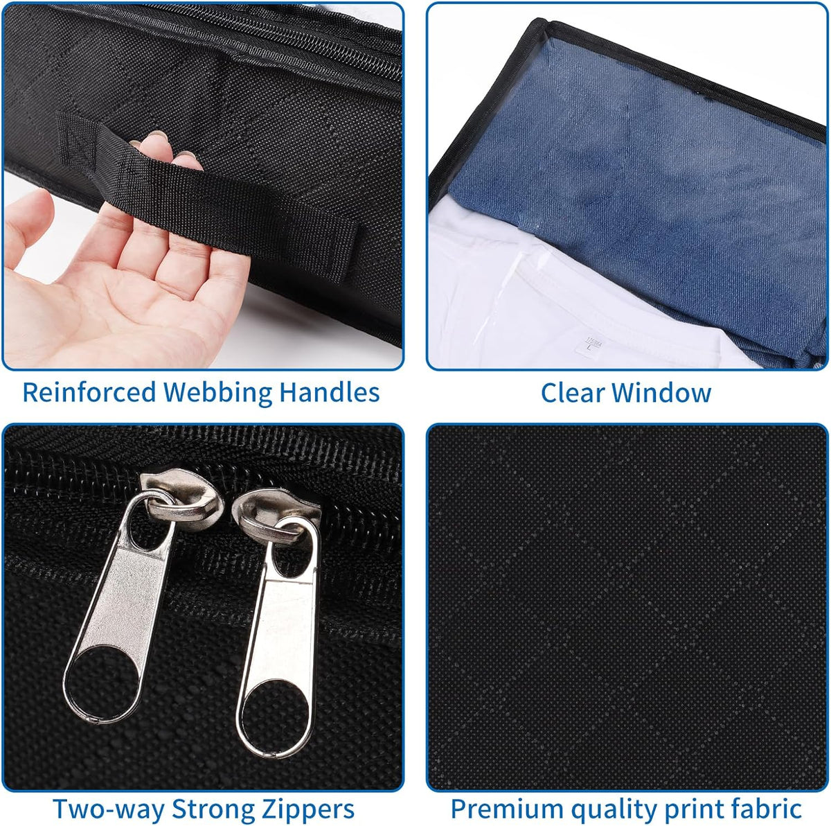 Fixwal Black Underbed Storage Bags with Clear Window and 2 Reinforced Handles Under Bed Storage Containers for Clothing, Bedding, Comforter (2 Pack)