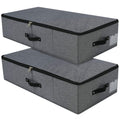 Under Bed Storage Bins with Lids, Closet Organizers, Foldable Under-bed Storage Baskets for Sheets, Clothes, Quilts, Sweaters, Wrapping Paper, 29x15x7inch, Black Gray, 2PCS