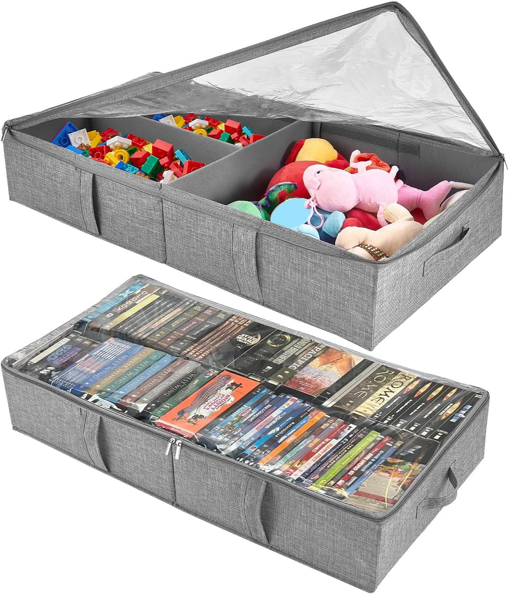 Underbed Storage Containers, 2-Pack Under Bed Toy Storage Boxes with Lids