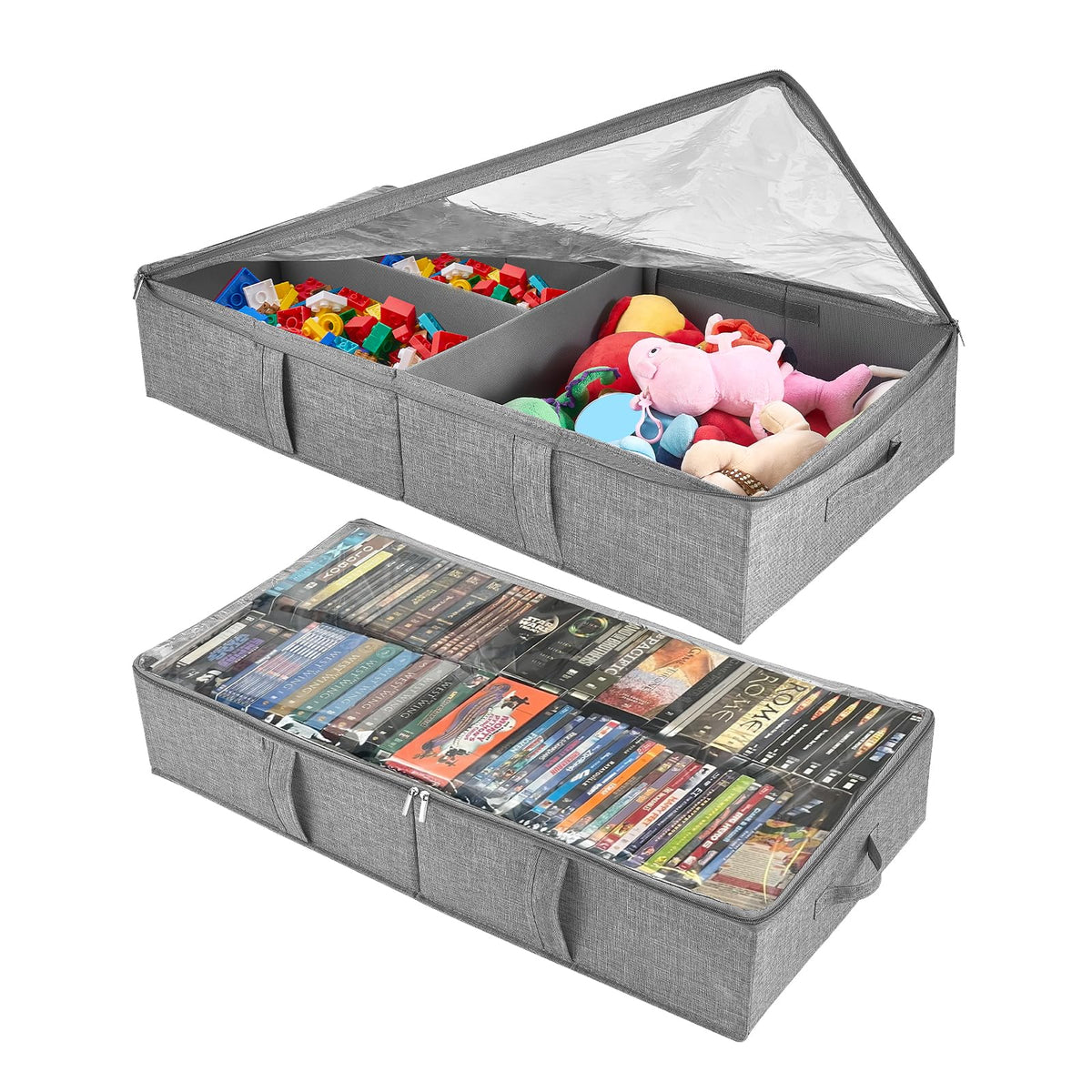 Underbed Storage Containers, 2-Pack Under Bed Toy Storage Boxes with Lids
