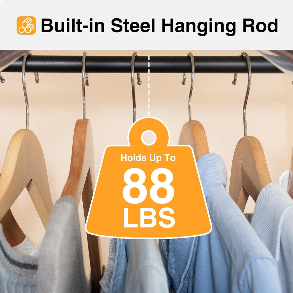STO STO 2 Pack Garment Bag for Hanging Clothes Closet, Hanging Garment Cover with Built-in Steel Hanging Rod, Hanging Wardrobe Storage Bag for Suit, Dress with Clear Window, Zipper, ID Card, Gray