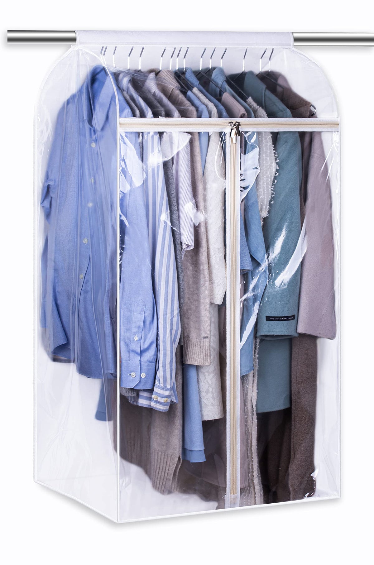 KEETDY 35" Hanging Garment Bags for Closet Storage Large Clear Garment Bags for Hanging Clothes Garment Rack Cover Coat Protector for Suit, Wardrobe, Bottom Enclosed