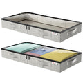 4.5 Inches Under Bed Storage Containers with Sturdy Sidewalls/Bottom and Reinforced Handles，Low Profile Underbed Storage for Clothes,Shoes,Pillows and Blankets with Zips and Clear Windows,4 Pack