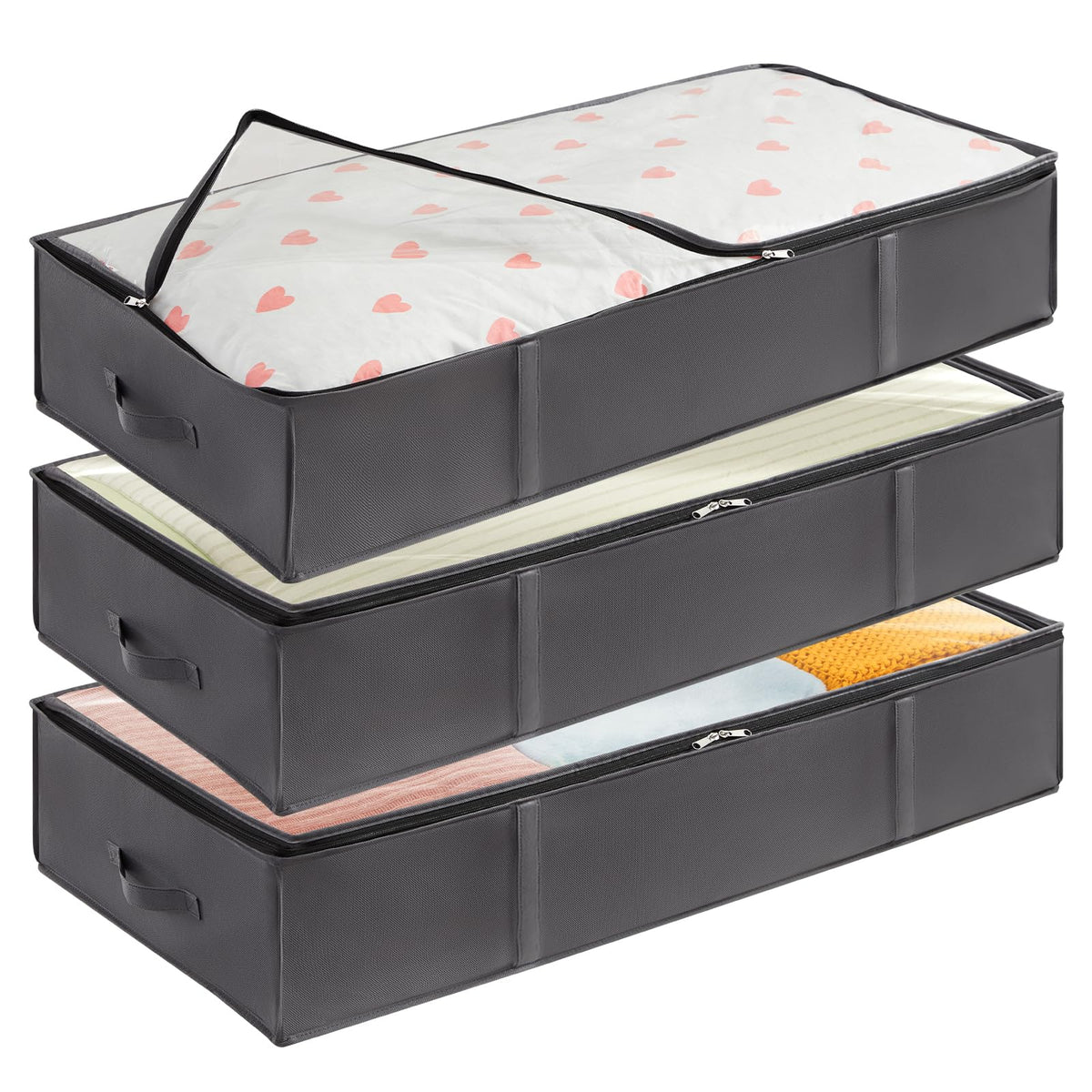 Lifewit 95L 4 Pack Under Bed Storage Container, Blanket Organizer, Gray
