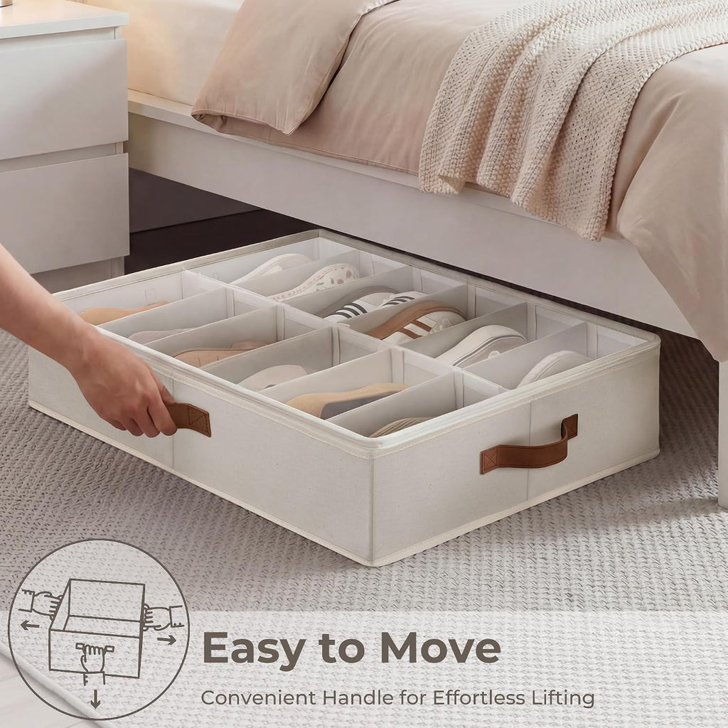 StorageWorks 2-Pack 24-Pair Under Bed Shoe Storage Organizer, Beige