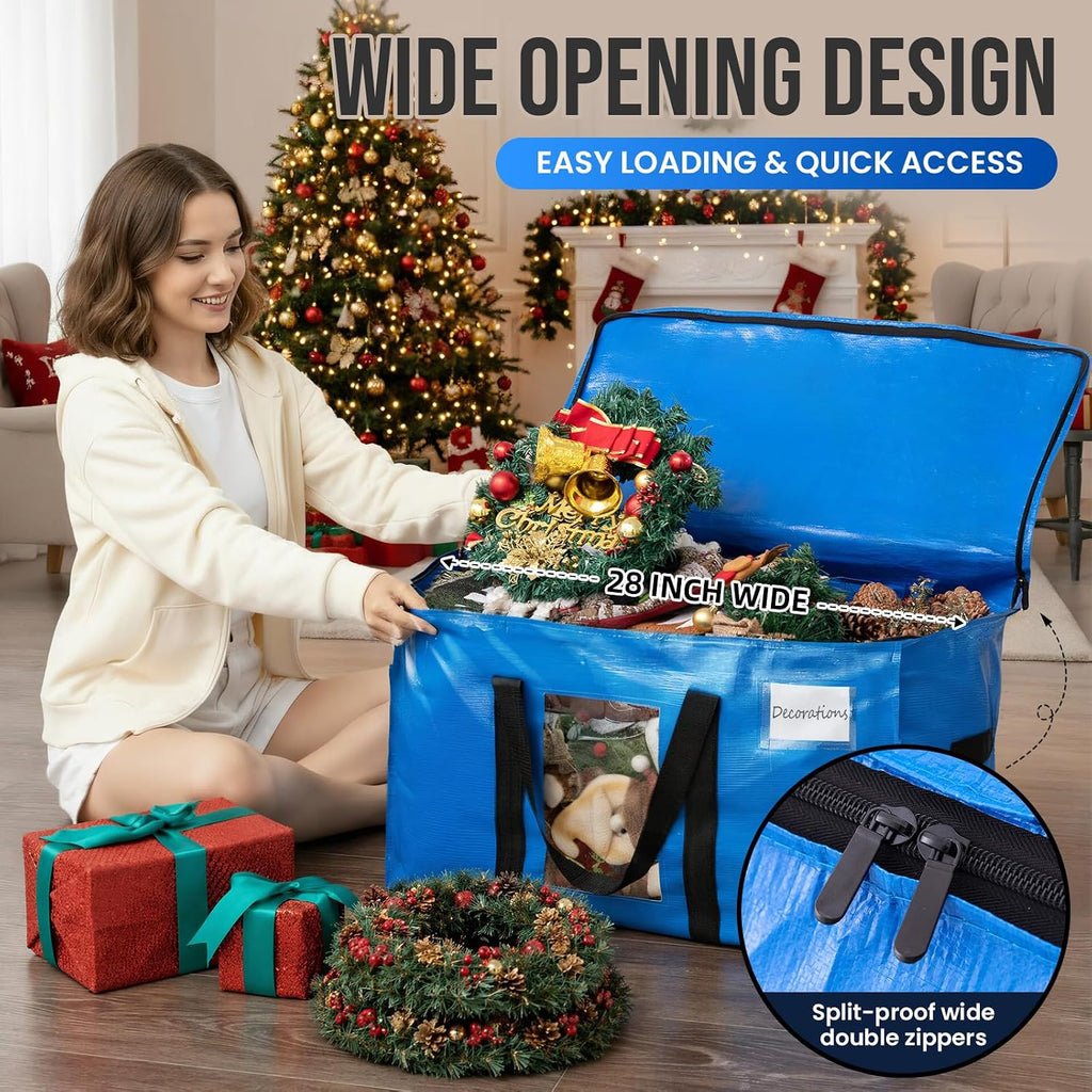TAILI 4 Pack Blue Extra Large Moving Bags,Storage Bags with Visible Window