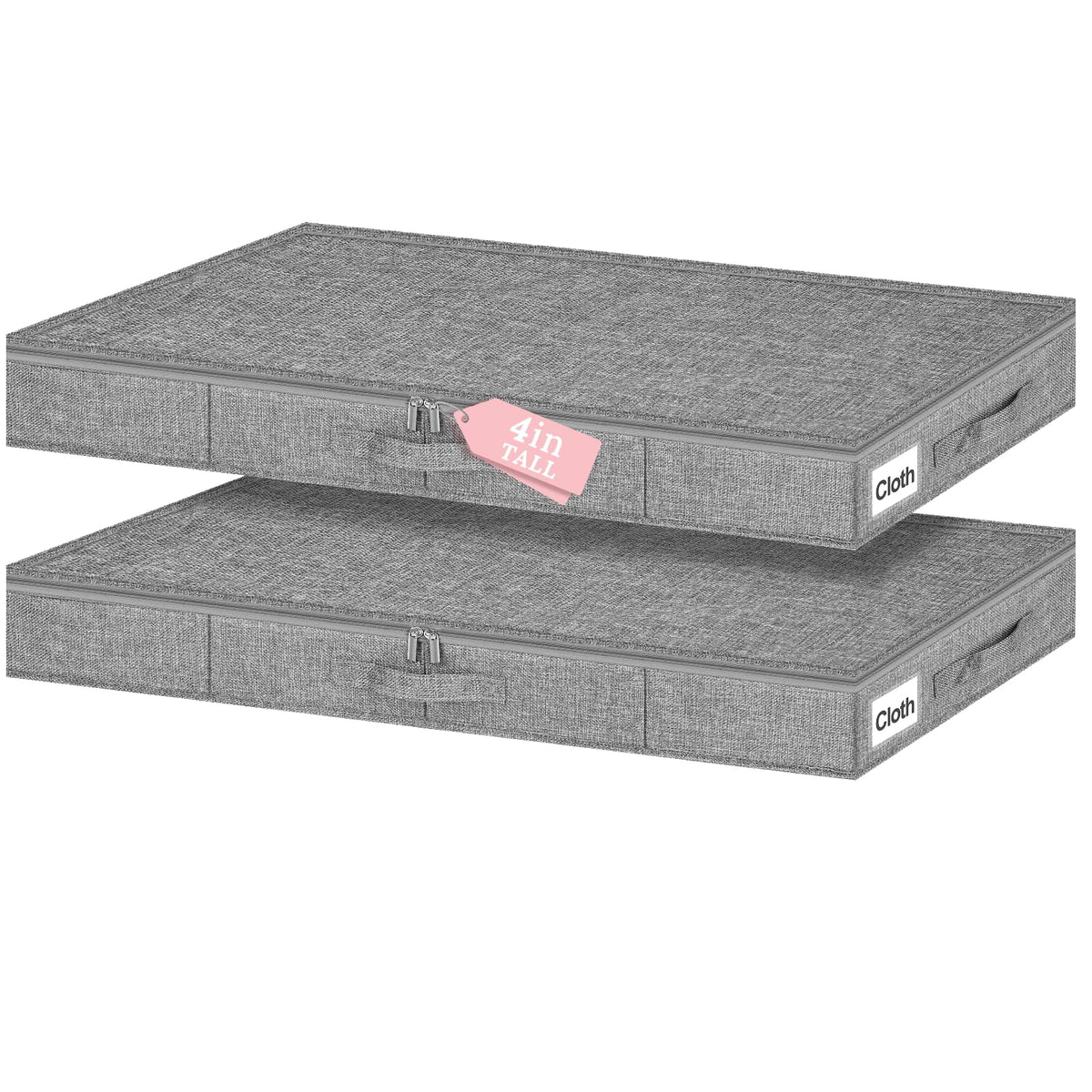 3-in Low Profile Under Bed Storage, No Structure, 2-Pack, Gray
