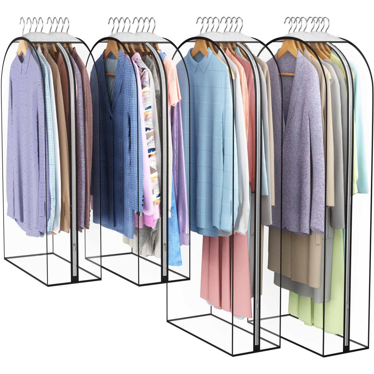 Liuoud Clear Garment Bags for Hanging Clothes 10” Gusseted, 6 Pack, 40”