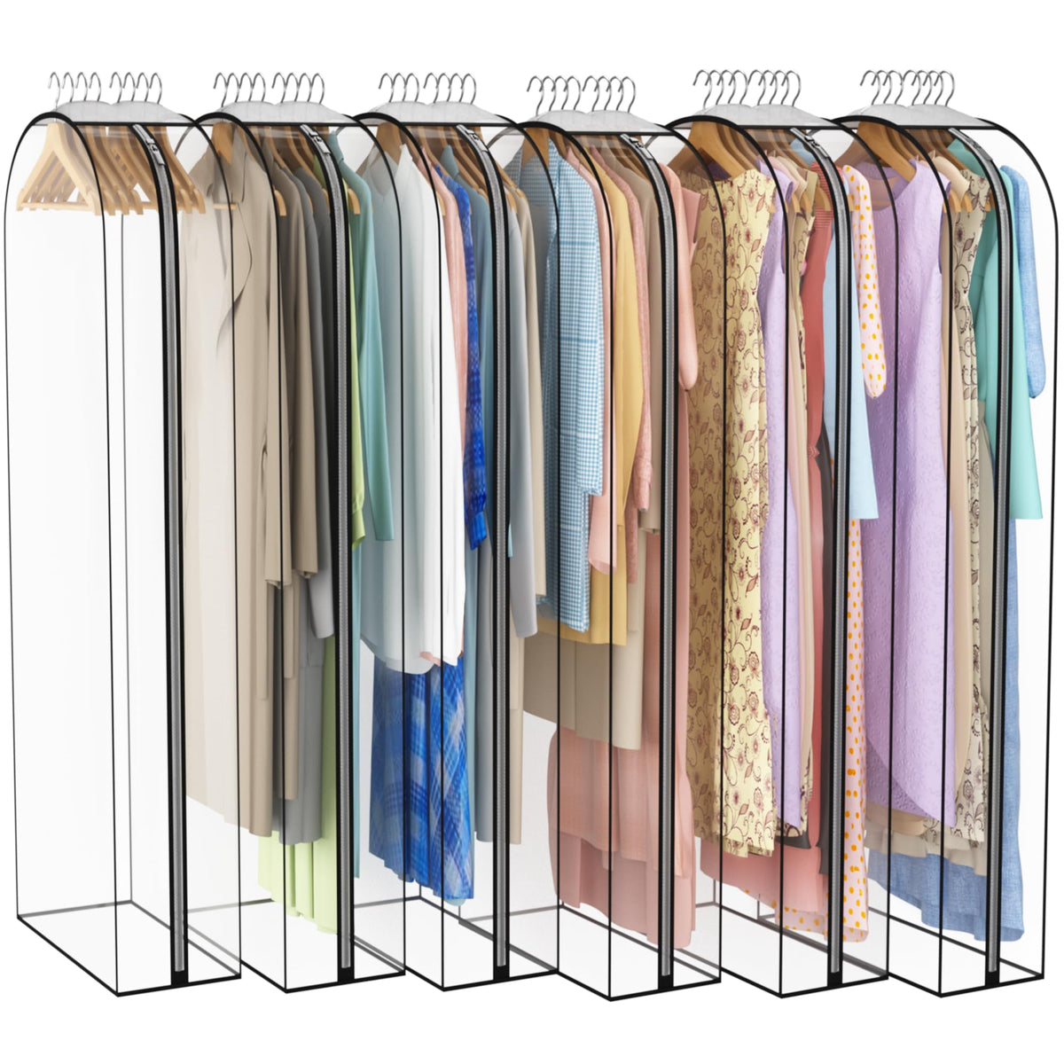 Liuoud Clear Garment Bags for Hanging Clothes 10” Gusseted, 4 Pack, 40”&50”
