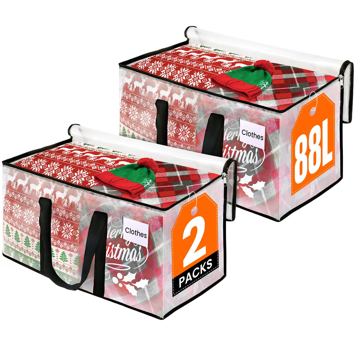 RoomHacks Moving Bags, Heavy Duty Large Storage Bags, 88L, 6 Pack, Clear