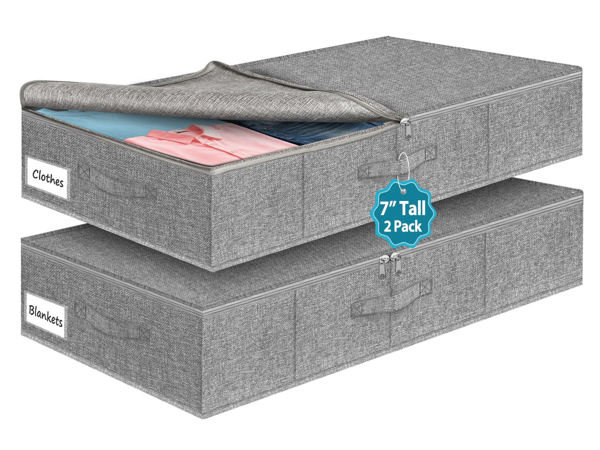 3-in Low Profile Under Bed Storage, No Structure, 2-Pack, Gray