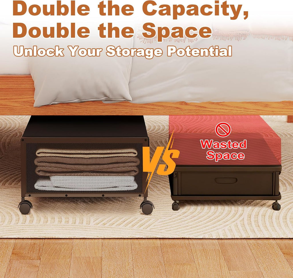 Fokyfok 2Pack Under Bed Storage Containers, 10 inch Height,31 inch Long
