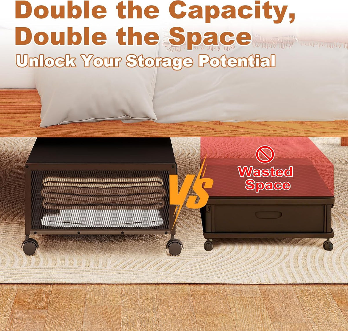 Fokyfok 2Pack Under Bed Storage Containers, 10 inch Height,31 inch Long