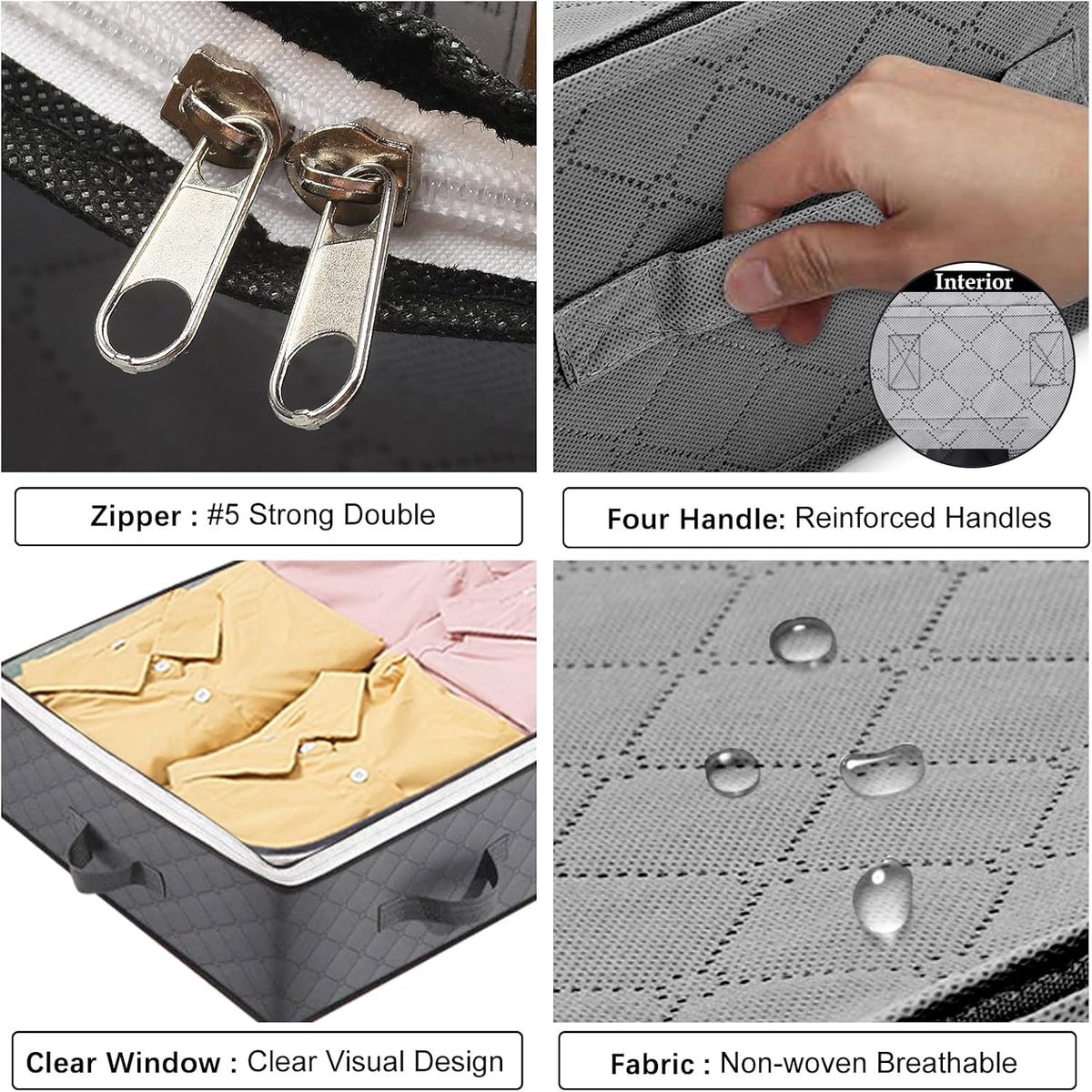 BiCINE 4 Pack Under Bed Storage, 95L Foldable Closet Containers Organizers