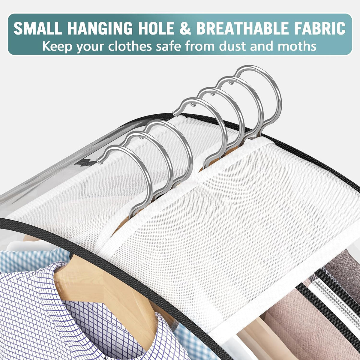 Liuoud Clear Garment Bags for Hanging Clothes 10” Gusseted, 6 Pack, 40”