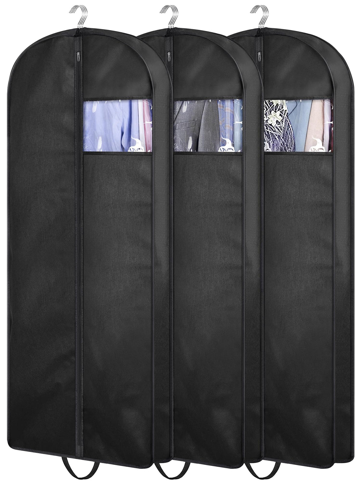 KIMBORA 43" Suit Bags for Closet Storage and Travel, Gusseted Hanging Garment Bags for Men Suit Cover With Handles for Clothes, Coats, Jackets, Shirts（3 Packs）
