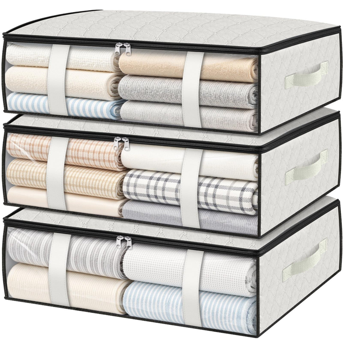 StorageRight Under Bed Storage Bags, 3 Pack, 40L, Gray