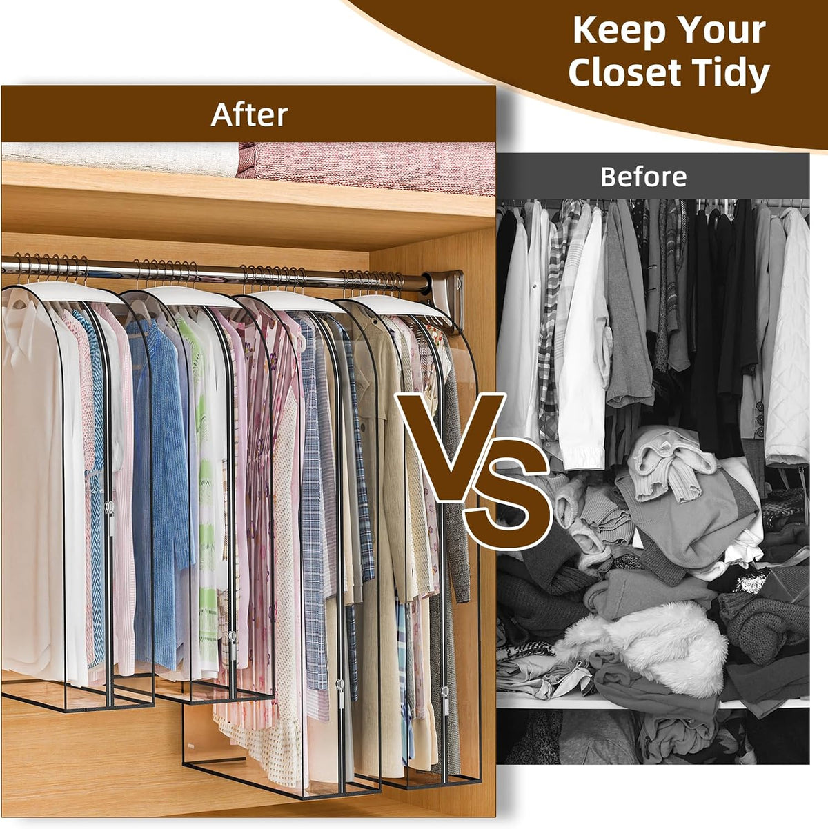 Clear Garment Bags for Hanging Clothes, 4-Pack, 2x40"+2x50"
