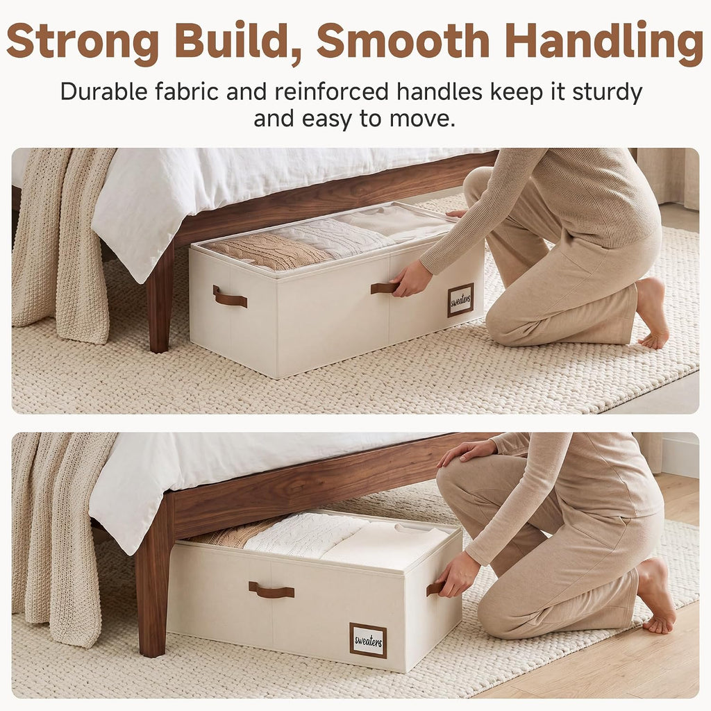 StorageWorks 10 Inch Tall Under Bed Storage Containers with Clear Lid